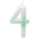 White-Green 4-inch Ombre number candle, cake candle