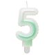 White-Green 5 size Ombre number candle, cake candle