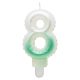 White-Green 8 as Ombre number candle, cake candle