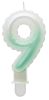 White-Green 9-es Ombre number candle, cake candle