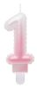 White-Pink 1's Ombre number candle, cake candle