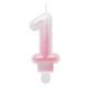 White-Pink 1's Ombre number candle, cake candle