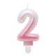 White-Pink 2's Ombre number candle, cake candle