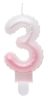 White-Pink 3 as Ombre number candle, cake candle