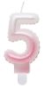 White-Pink 5 Ombre number candle, cake candle