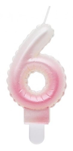 White-Pink 6-inch Ombre number candle, cake candle