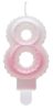 White-Pink 8 as Ombre number candle, cake candle