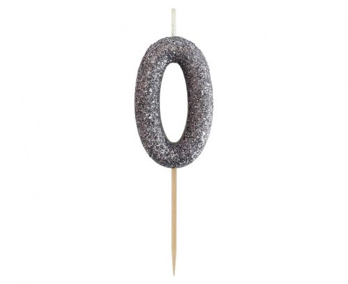 Number Glitter Black, Black number candle, birthday candle 0