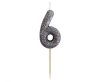 Number Glitter Black, Black Birthday Candle, Cake Candle Number 6