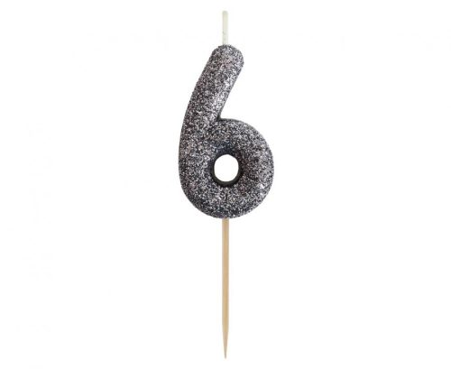 Number Glitter Black, Black Birthday Candle, Cake Candle Number 6