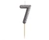 Glitter black, Black number candle, cake candle 7-es