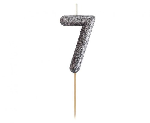 Number Glitter Black, black numeral candle, cake candle number 7