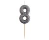 Glitter black, Black number candle, cake candle 8 as