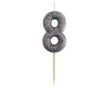 Glitter black, Black number candle, cake candle 8 as