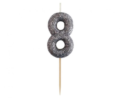 Number Glitter Black, Black number candle, cake candle 8