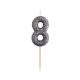 Number Glitter Black, Black number candle, cake candle 8