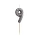 Number Glitter Black, Black numeral candle, birthday cake candle, number 9