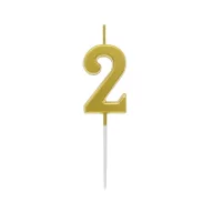   Number Gold Metallic, Gold number candle, birthday candle number 2