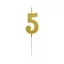 Number Gold Metallic, Gold number candle, birthday cake candle number 5