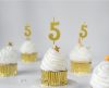 gold metallic, Gold number candle, cake candle 5 size