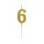 Number Gold Metallic, Gold number candle, cake candle number 6