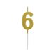 gold metallic, Gold number candle, cake candle 6-inch