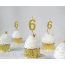 Number Gold Metallic, Gold number candle, cake candle number 6