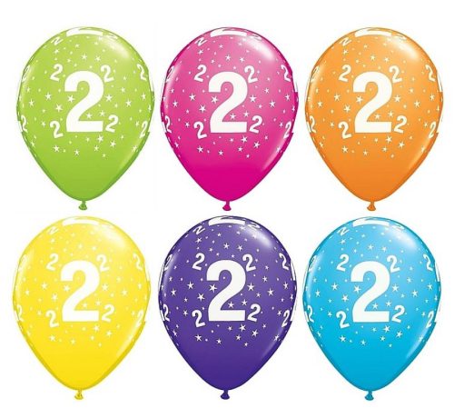 Happy Birthday 2 Tropical Mix air-balloon, balloon 6 pcs 11 inch (28cm)