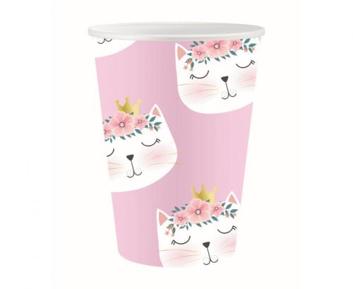 Cat Sleepy paper cup set of 6, 250 ml