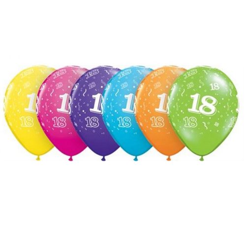 Colour Happy Birthday 18 Pastel Mix air-balloon, balloon 6 pcs 11 inch (28cm)