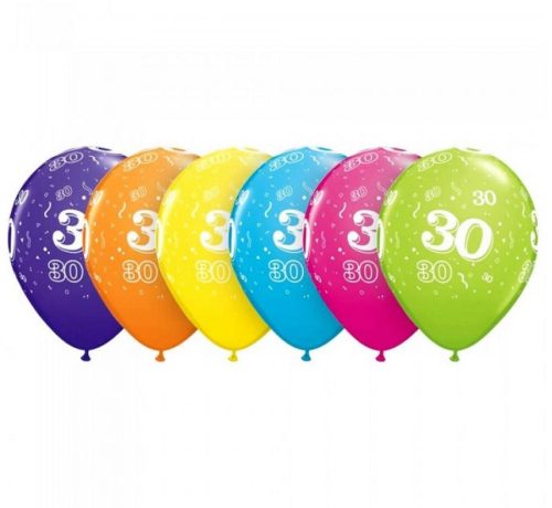 Colour Happy Birthday 30 Pastel Mix air-balloon, balloon 6 pcs 11 inch (28cm)