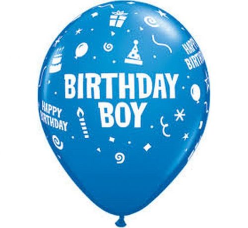 Happy Birthday Boy blue air-balloon, balloon 6 pieces 11 inch (28 cm)