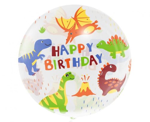 Dinosaur Aqua Happy Birthday foil balloon globe 46 cm