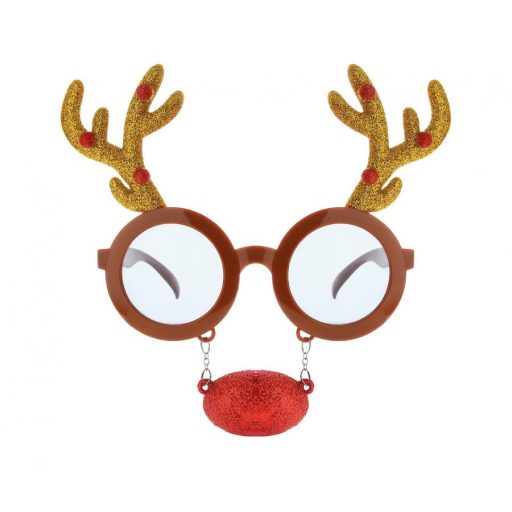Christmas Reindeer glasses with a red nose