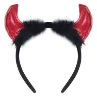 Halloween Red Devil horn headband with fur