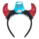 Halloween Red Devil horn headband with fur
