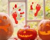 Halloween, Bloody Feet Gel Window Sticker Set
