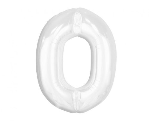 B&C White, White number 0 foil balloon 92 cm