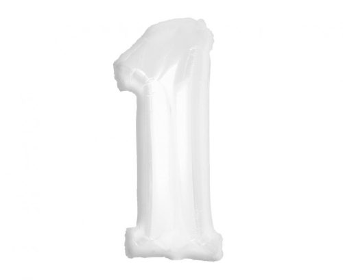 B&C White, White number 1 foil balloon 92 cm