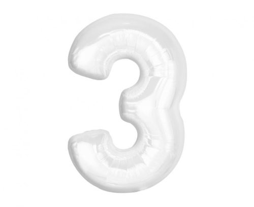 B&C White, White Number 3 foil balloon 92 cm