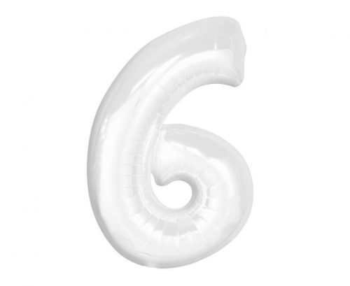 B&C White, White Number 6 foil balloon 92 cm