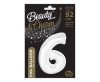 B&C White, White Number 6 foil balloon 92 cm