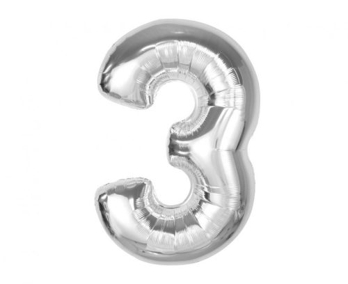 Silver 3 silver number foil balloon 92 cm
