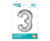 Silver 3 silver number foil balloon 92 cm