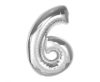 Silver 6 silver number foil balloon 92 cm