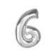 Silver 6 silver number foil balloon 92 cm