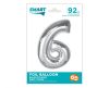 Silver 6 silver number foil balloon 92 cm