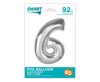 Silver 6 silver number foil balloon 92 cm