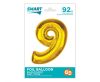 Gold 9 Gold number foil balloon 92 cm