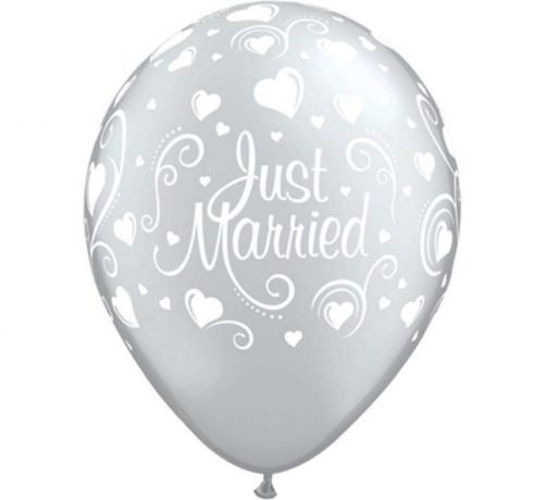 metallic Just married Hearts air-balloon, balloon 6 pcs 11 inch (28cm)